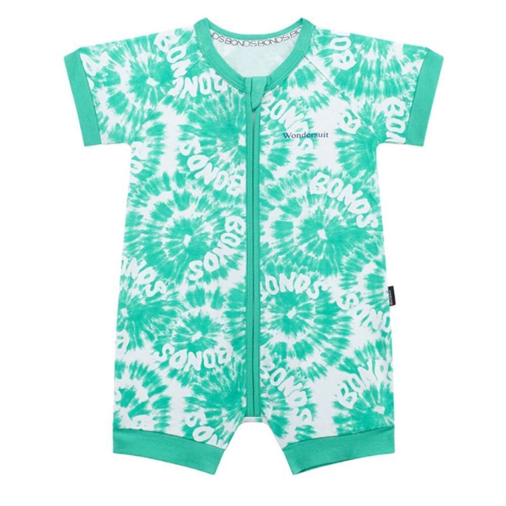 Bonds Zip Romper in Tie Dye Green, Size 18-24M​​​